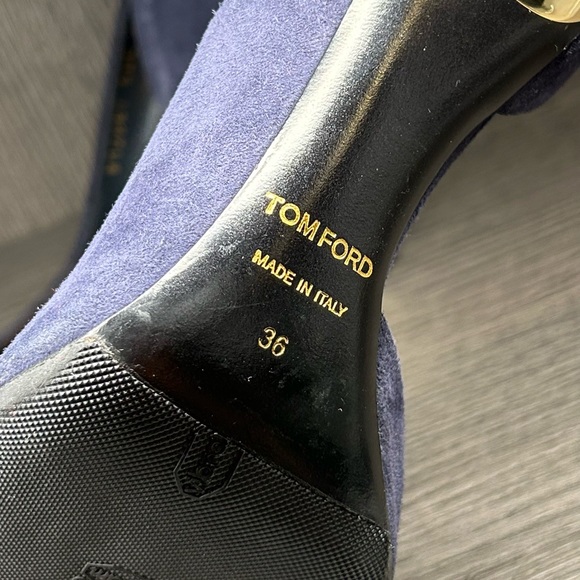 Tom Ford Navy Blue Suede Pumps with Hold Heels - Size 6 - Picture 4 of 7